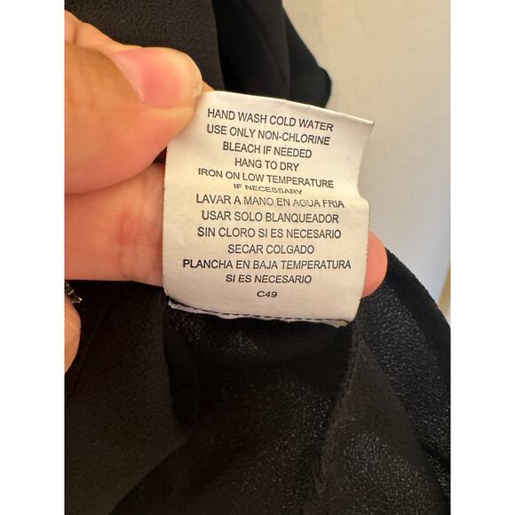 Meraki Black Long Sleeve Flutter Blouse Top Rhinestone Neckline Size M - Picture 10 of 10